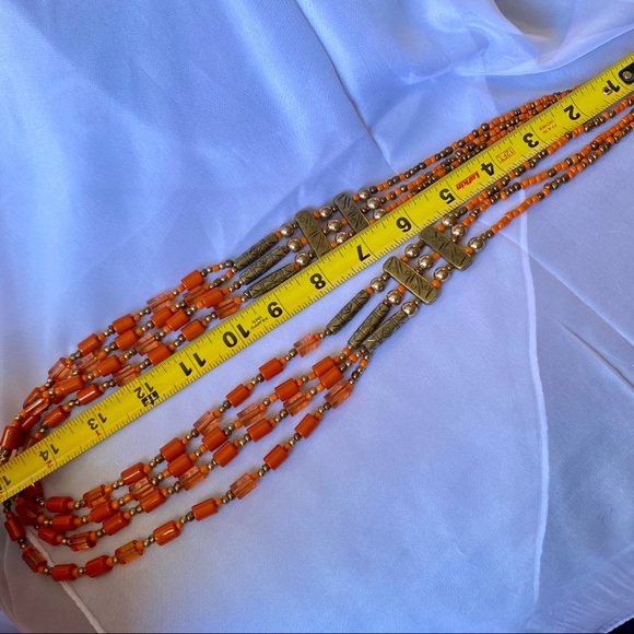 🌱 Gorgeous Vintage Orange long Beaded Necklace - Picture 7 of 8